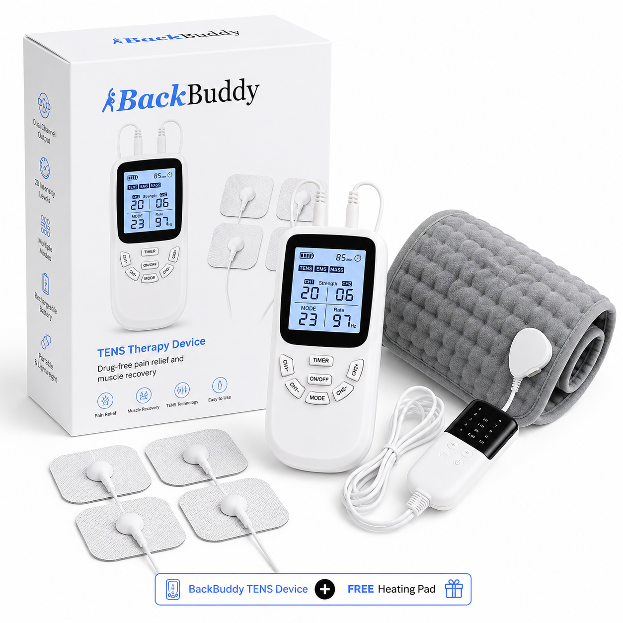 BackBuddy TENS Muscle Stimulator Pro for Sciatica Pain Relief